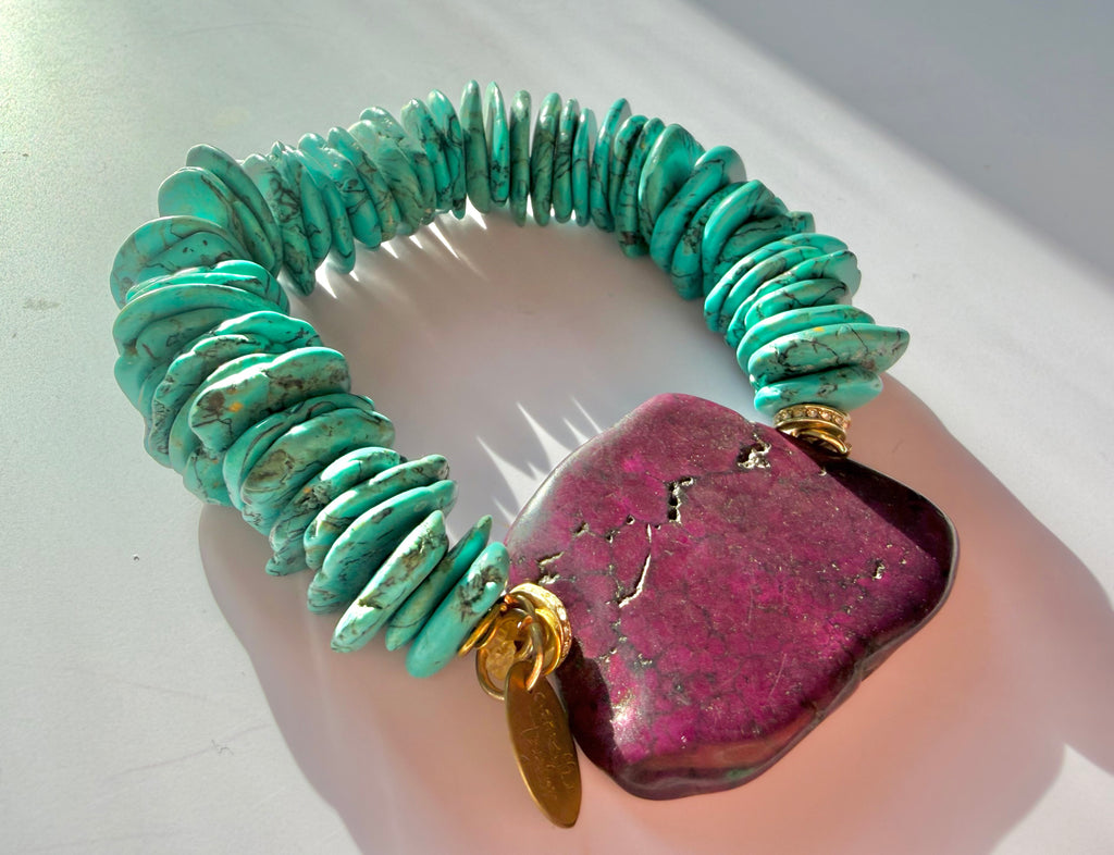 Turquoise Orchid Statement Bracelet