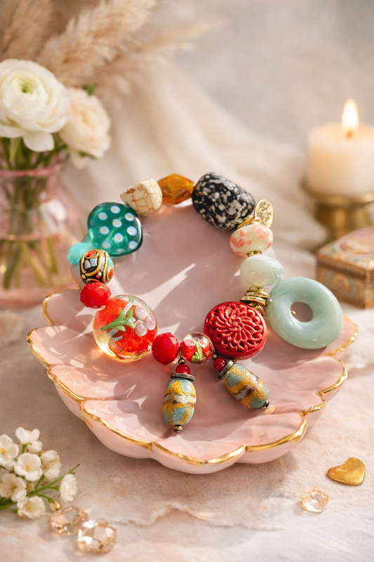 Camellias Garden Charm Bracelet