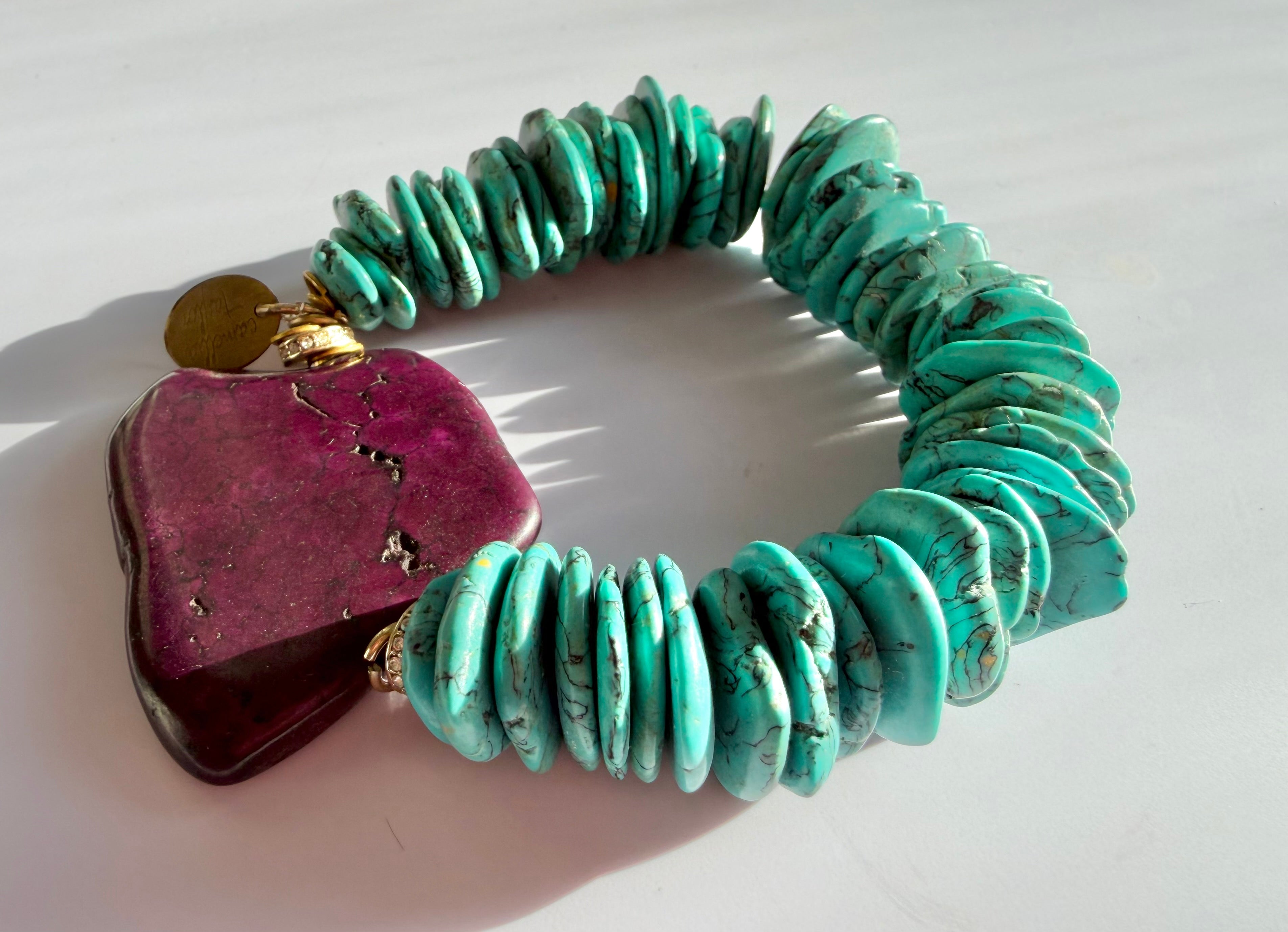Turquoise Orchid Statement Bracelet