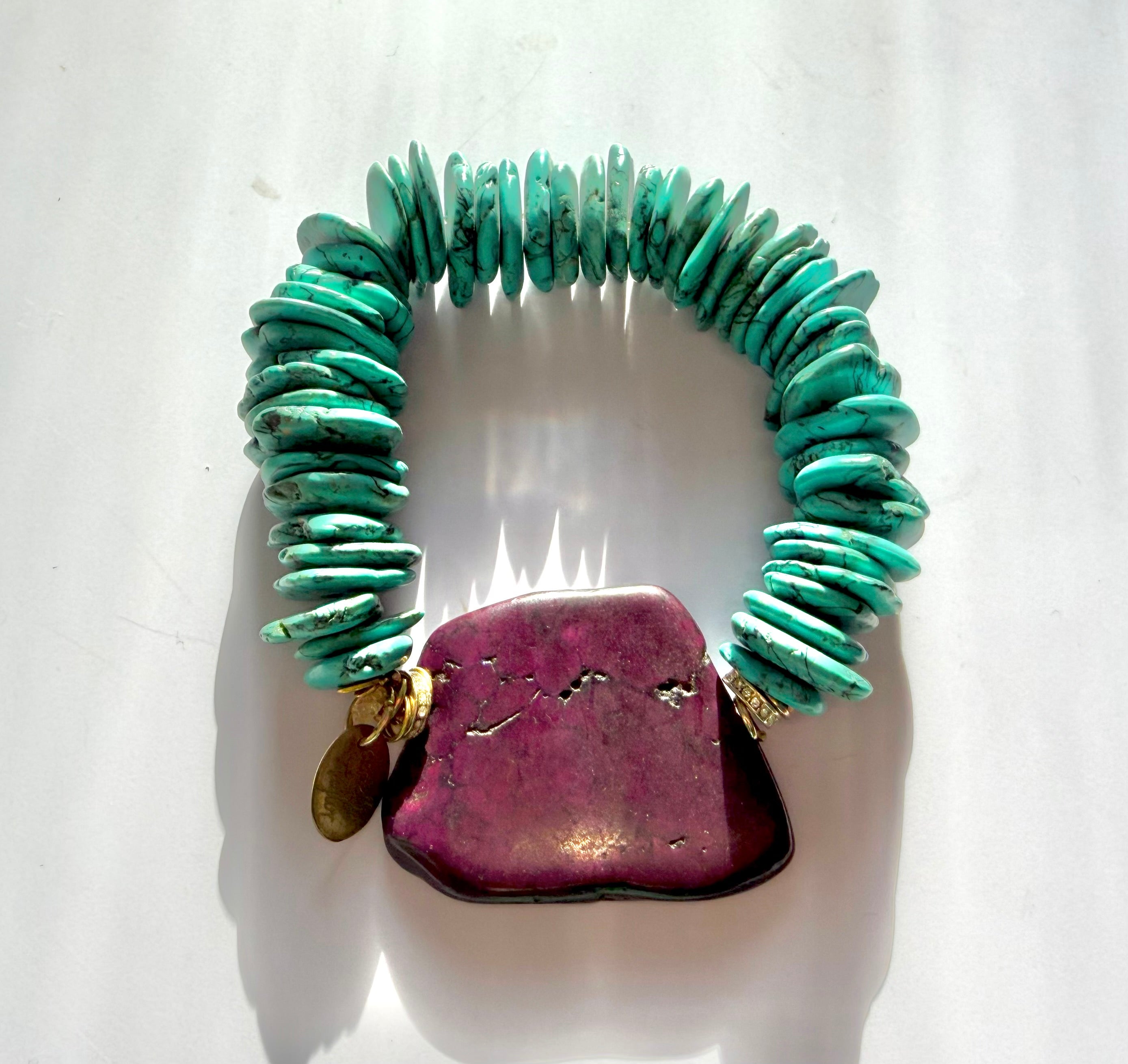 Turquoise Orchid Statement Bracelet