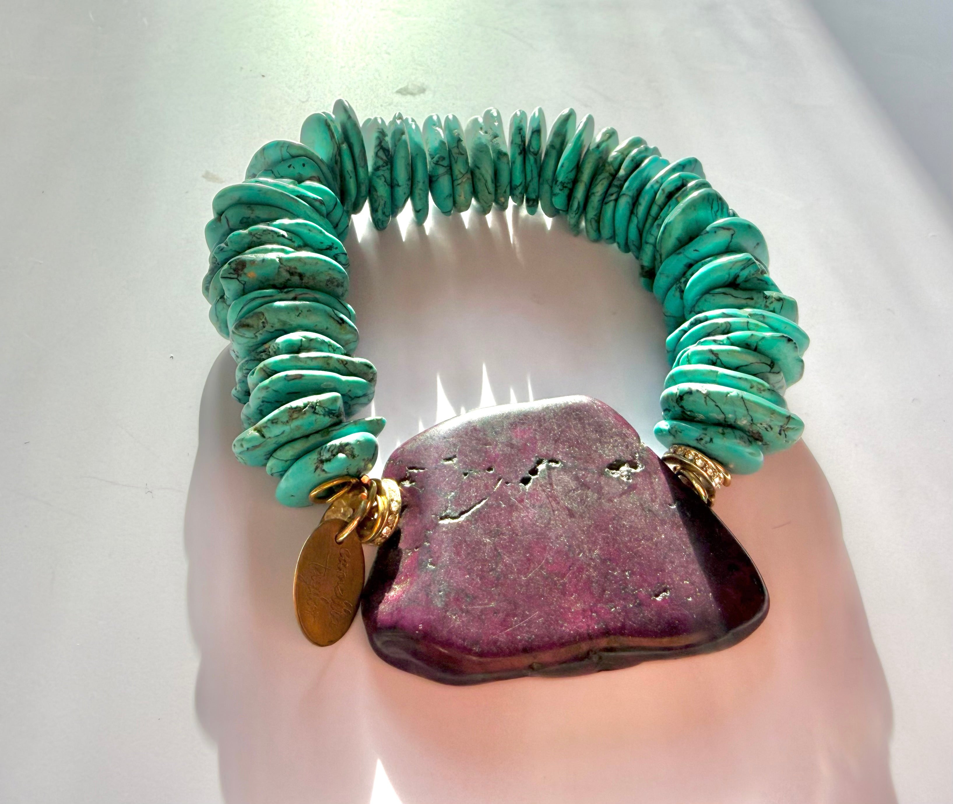 Turquoise Orchid Statement Bracelet