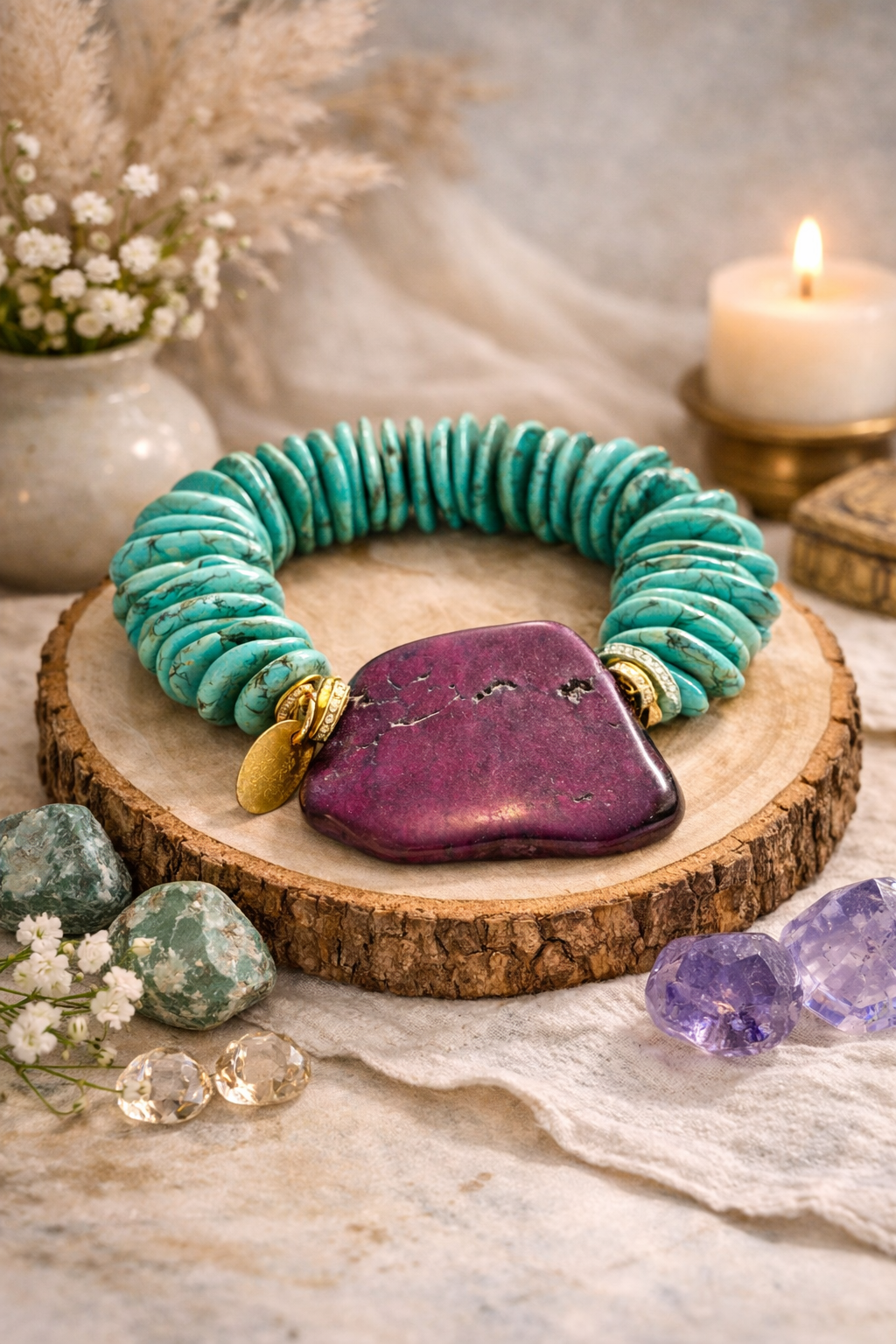 Turquoise Orchid Statement Bracelet