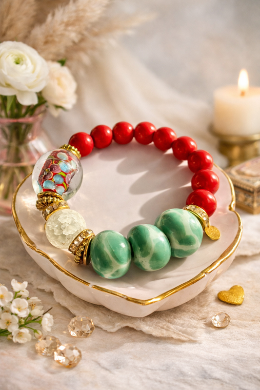 Cherry Jade Statement Bracelet