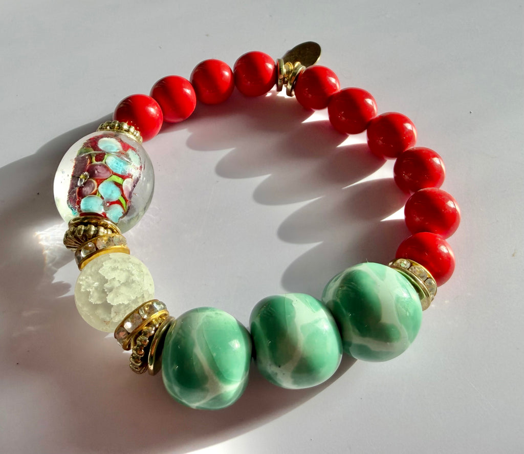 Cherry Jade Statement Bracelet