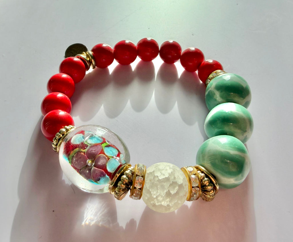 Cherry Jade Statement Bracelet