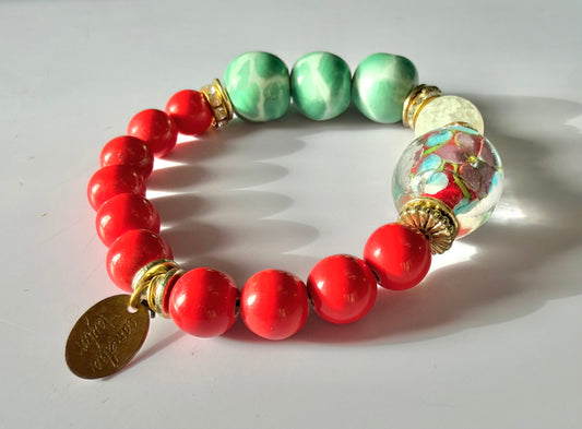 Cherry Jade Statement Bracelet